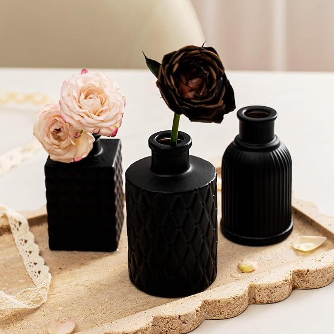 Black Glass Bud Vase Set of 12 Pcs, Small Bud Vases in Bulk, Glass Crystal - Image 9