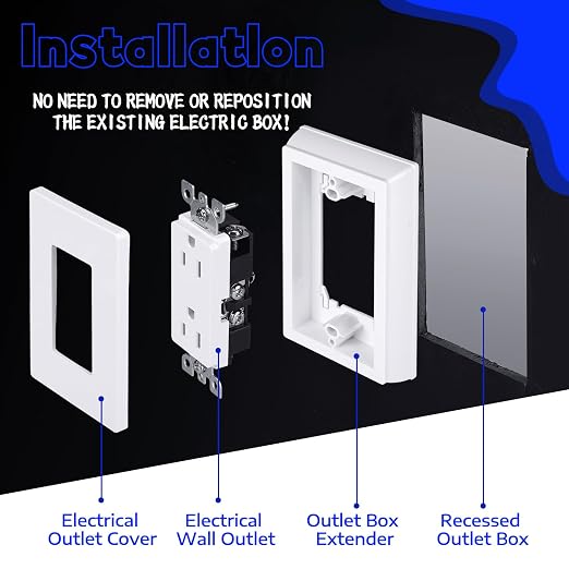 Kanayu 5 Pcs 4/5" Single Gang Electrical Box Extender Ul Listed, Receptacle - Image 4