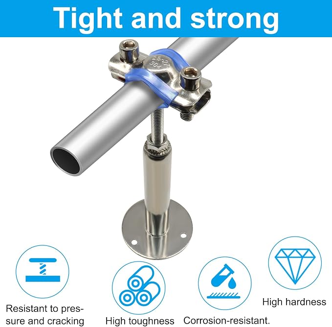 2 PCS 304 Stainless Steel Ceiling Mount Pipe Support Bracket | Heavy Duty - Image 2