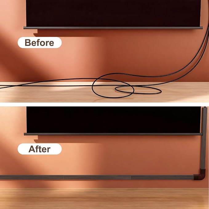 Yecaye Cord Covers for Wires on Wall, W0.95in H0.55in, Darkwood | TV Cord Hider - Image 5