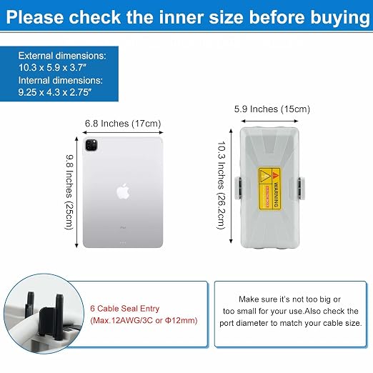 Grey Outdoor Electrical Box Waterproof, Medium Weatherproof | 10.3 x 5.9 x 3.7 - Image 5