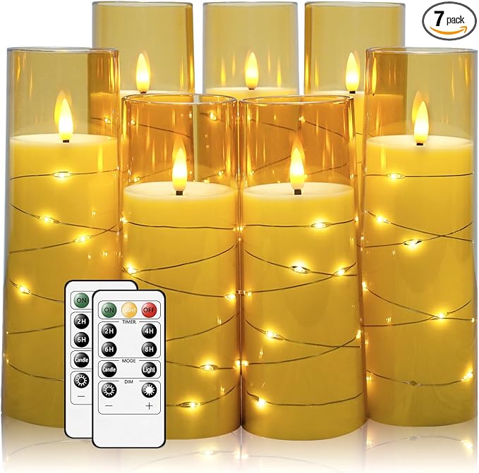Flameless Candles, with Embedded Star String, Battery Operated Candles by sasigeiaa