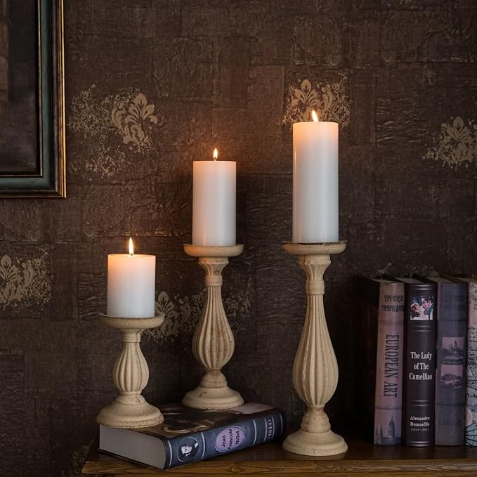 MOZEAL 3" x 8" Hand-Poured Unscented Large Candle, Smokeless Rustic Pillar - Image 6