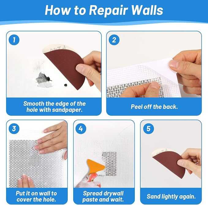 12 PCS 4/6/8 Inch Wall Repair Patch Kit, Aluminum Mesh Dry Wall Hole Repair - Image 7