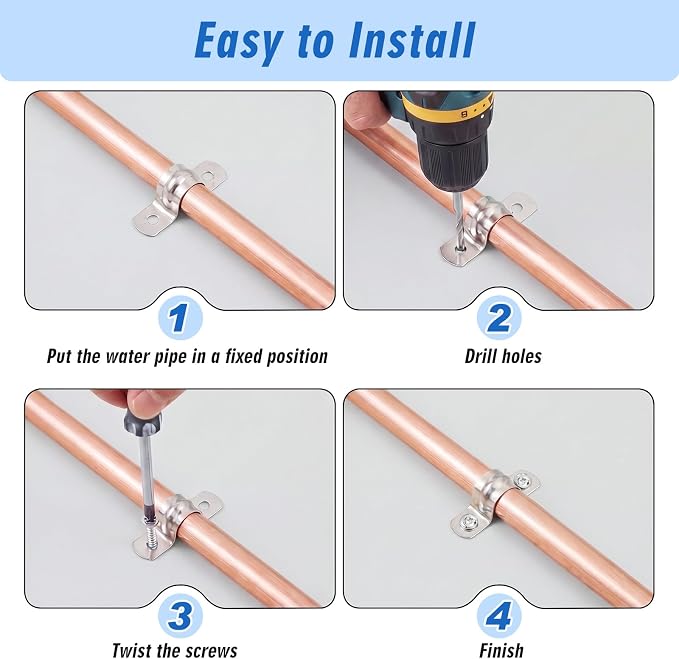 Yaocom 100 Pcs 1/4 Inch Opening Pipe Strap 304 Stainless Steel Conduit Clamp - Image 4