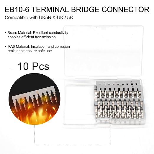 10Pcs EB10-6 Terminal Bridge Connector, DIN Rail Side Plug-in Block | Terminal - Image 2