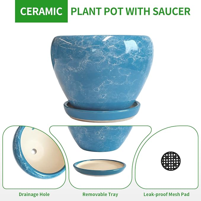 Deep Dream 6 Inch Plant Pots- Ceramic Planter Pot - Image 6