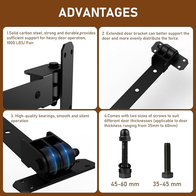 Heavy Duty Gate Hinges 1000 Lbs, 13” Bolt-On/Weld-On 180° Open Gate Hinges | - Image 3