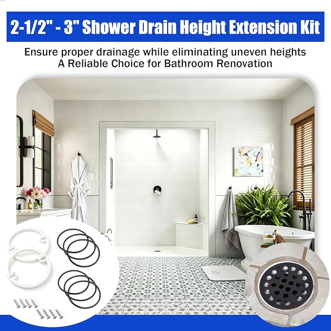 2-1/2“–3” Strainers Shower Drain Height Extension Kit, Screw Hole Spacing: - Image 7