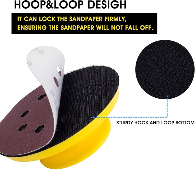 Sanding Blocks 5 Inch Hook and Loop Sanding Block 2 PCS Round and Mouse Hand - Image 3