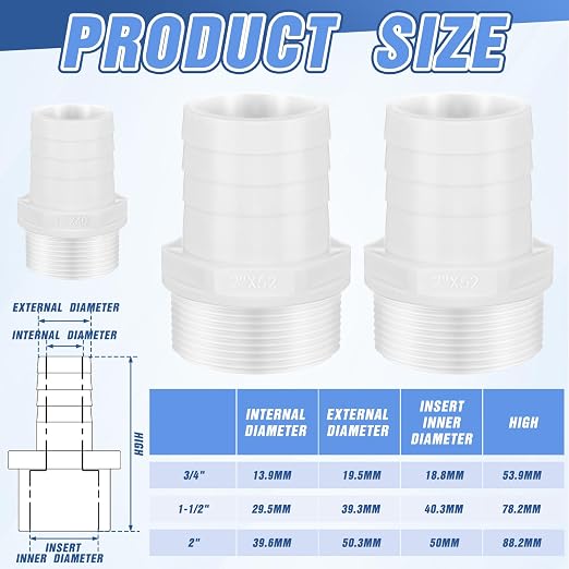 2 Pcs Pool PVC Tube Fitting Barbed Hose Fittings Adapter | Hose Fittings - Image 2