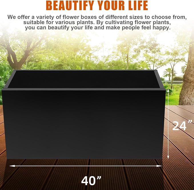 40"x16"x24" Steel Planter Box, Metal Large Rectangular Planter | Long Planter - Image 7