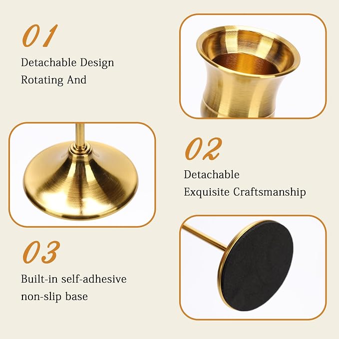 48PCS Brass Gold Taper Candle Holders Set, Centerpiece, Festive Mantel - Image 2