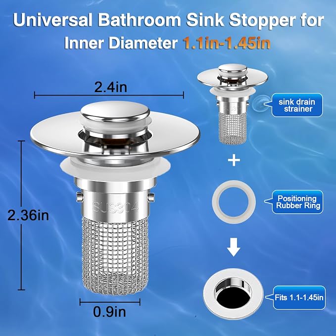 Sink Stopper Hair Catcher, Pop-up Sink Drain Strainer - Image 6
