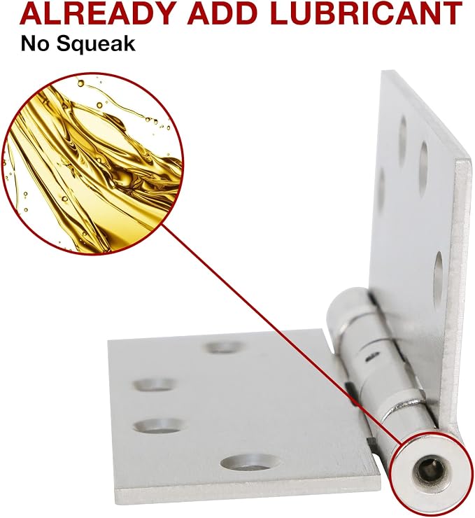 TDCHINGES Heavy Duty Door Hinges Brushed Nickel 4.5 Inch x 4 1/2" Square | 3 - Image 5