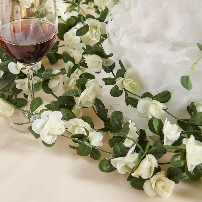 8Pcs x 8.2FT Artificial Flower Garland Floral Rose Vine Decor, Hanging Faux - Image 8