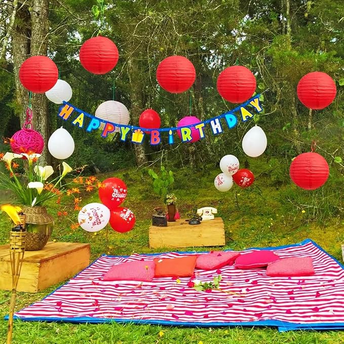BEISHIDA 8 Inch Red Paper Lanterns 6 Packs Hanging Round Chinese Lantern | - Image 5