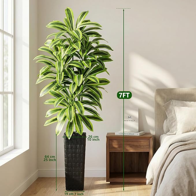 Artificial Yellow Dracaena Tree Indoor, 7FT Tall Fake Floor Plants - Image 3