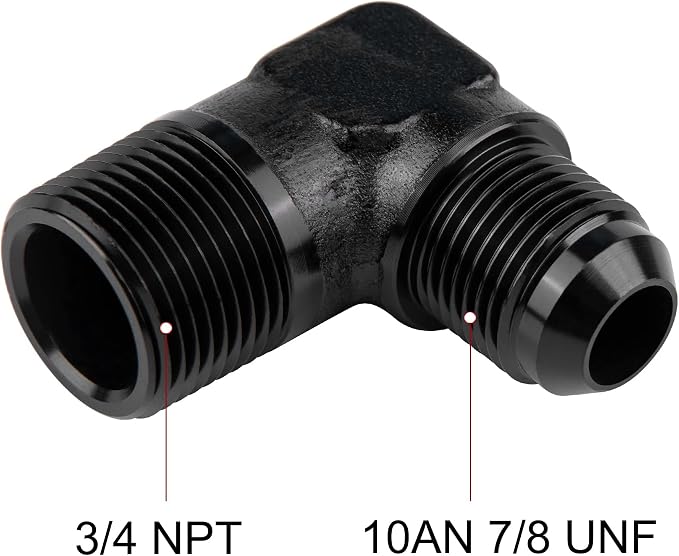 EVIL ENERGY 10AN to 3/4" NPT Male 90 Degree Fitting Adapter Aluminum 2PCS - Image 2