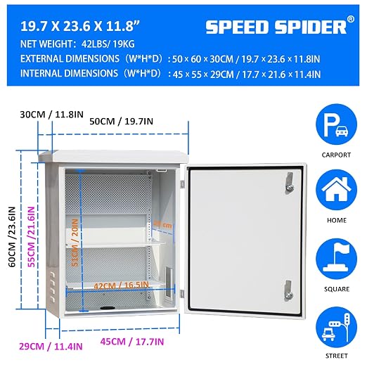 Outdoor Nema Electrical Enclosure Box20x24x12 Removable Mount Plate&FanVent | - Image 2