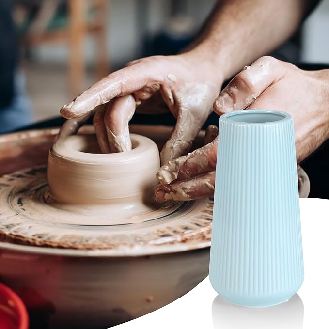 Blue Ceramic Vase, GUKJOB Small Cute Flower Vase - Image 7