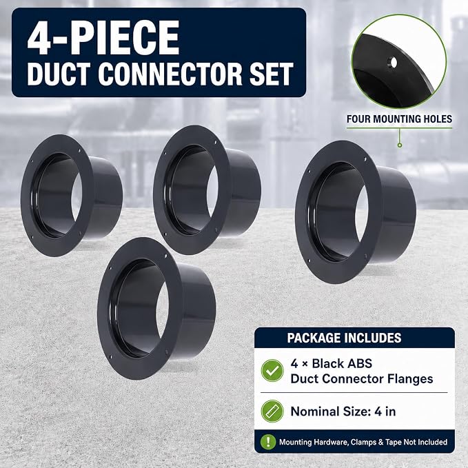 4 Inch Duct Connector Flange, ABS Dryer Vent Wall Plate - Image 7