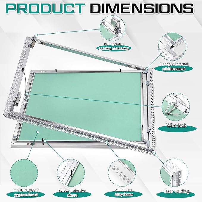 Wesiti 1 Pack 20" X 20" Aluminum Drywall Access Panel - Image 3