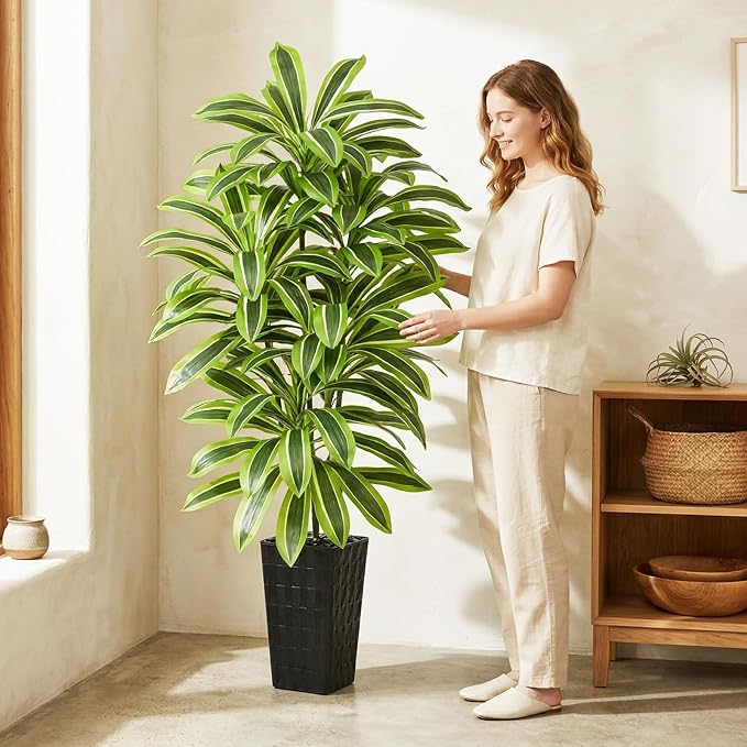 Artificial Yellow Dracaena Tree Indoor, 5FT Tall Fake Floor Plants - Image 8