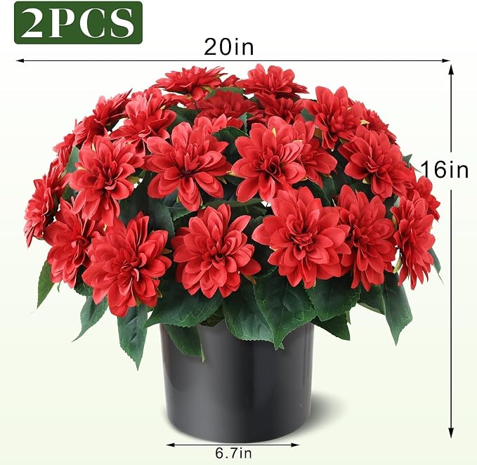 2 Set Artificial Dahlia Topiary Ball Trees - Image 5