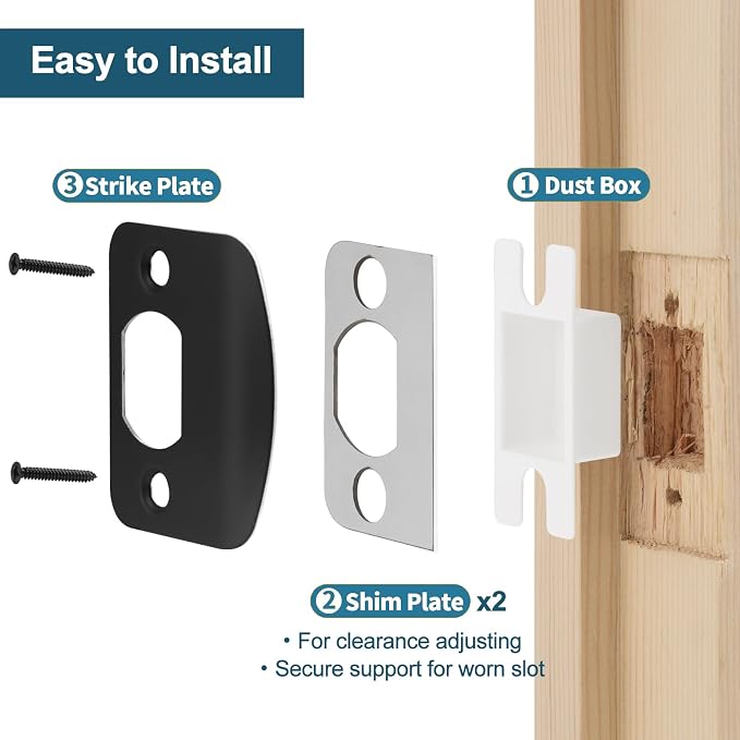 Black Door Strike Plate with Long Screws & Bit | Reinforcement Striker Kits - Image 5
