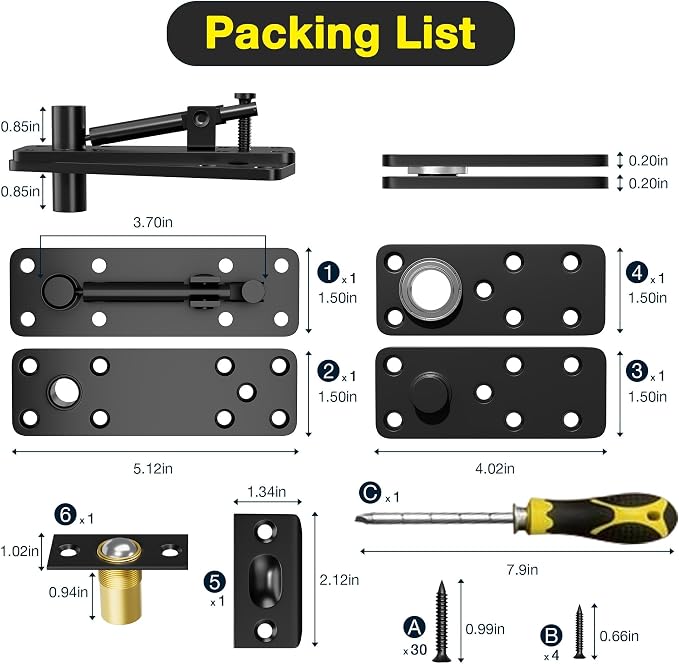Hidden Door Hinge, 620LBS Load-Bearing Heavy Duty Stainless Steel Pivot Hinge - Image 2