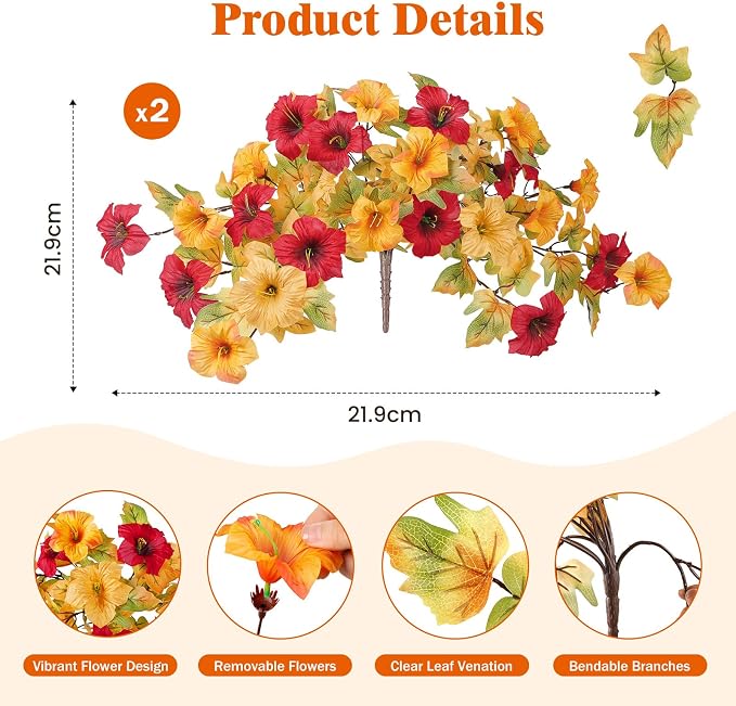 4PCS Extra Big Artificial Hanging Fall Flowers Fake Plants - Image 4