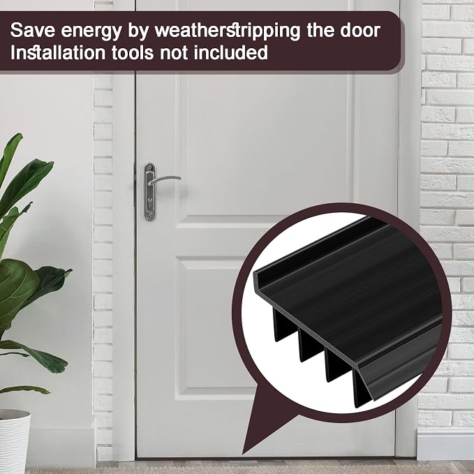 2 Pcs 4 Feet Black Vinyl Door Bottom Adjustable Weatherstrip Door Bottom - Image 5