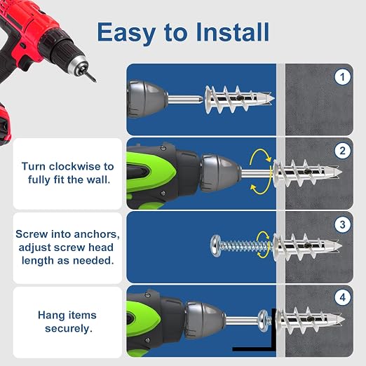 116 Pcs Metal Drywall Anchors Zinc Self-Drilling Screws Kit | Heavy Duty 50 LB - Image 5
