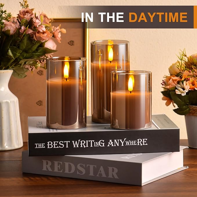Tyawon Glass Battery Operated LED Flameless Candles - Image 2
