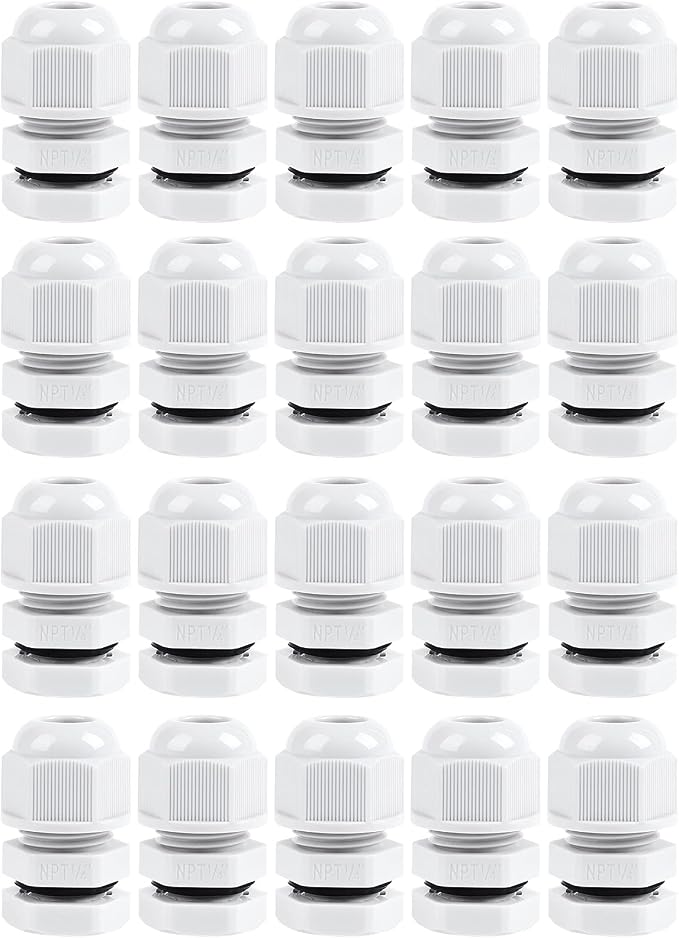 XHF 20 Pcs 1/4 Inch IP68 Strain Relief Nylon Cord Grip NPT Cable Glands by XHF
