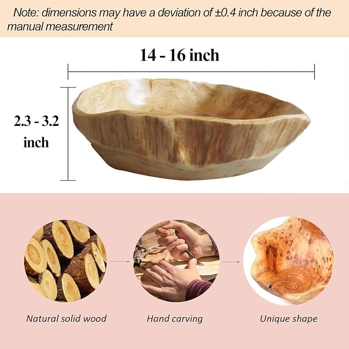 Wooden Bowl Decorative Wood Fruit Bowl | Irregular Creative Wood Bowls - Image 2