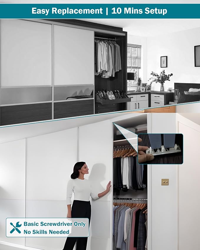 5 Pcs Sliding Closet Door Roller Kit, Closet Wheel - Image 6