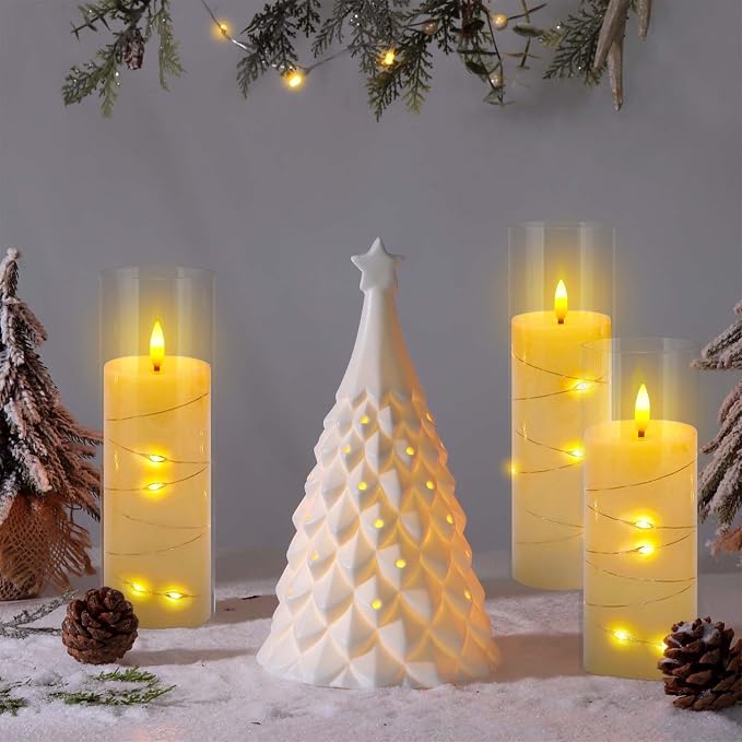 Pack of 5 Ivory Flickering Flameless Candles Battery Operated - Image 5