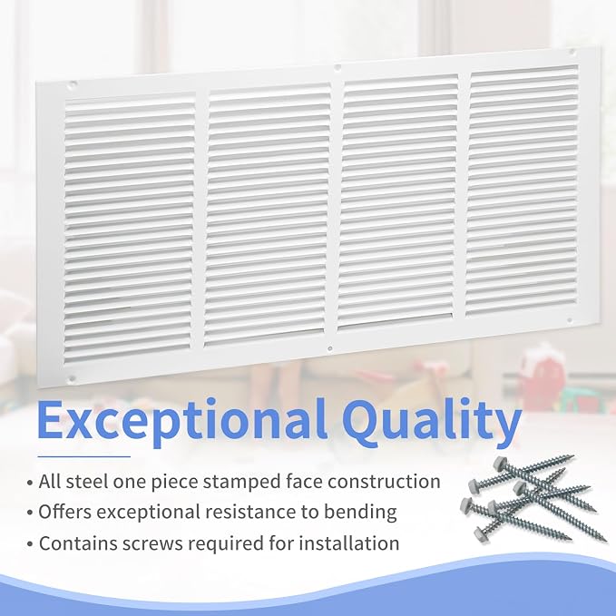 Howeall 24"W x 12"H Steel Return Air Grille, Air Return Vent Cover - Image 2