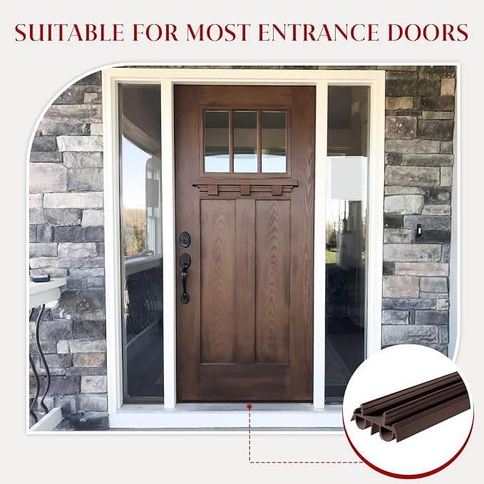 2 Pcs 36" Brown Double Bubble Kerf Door Sweep | 1-3/4" Wide Weatherstrip Seal - Image 5