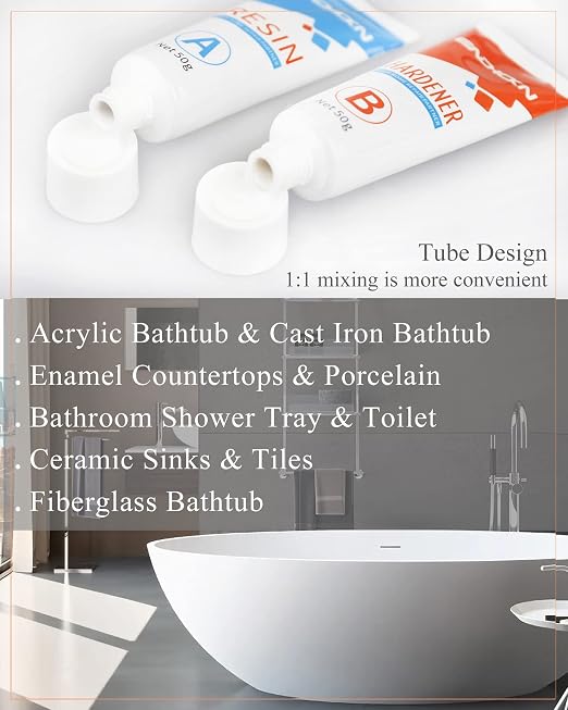 Bath Repair Kit White 100g, Chip & Pedestal Crack Hole Scratches Repair | - Image 6