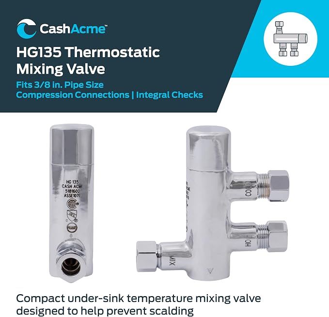 Cash Acme 3/8 Inch HG135 Thermostatic Mixing Valve - Image 2