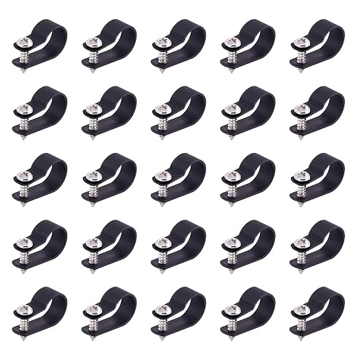 Swpeet 60 Pack Black 5/8 Inch Nylon Plastic R-Type Cable Clips Clamp Kit by Swpeet