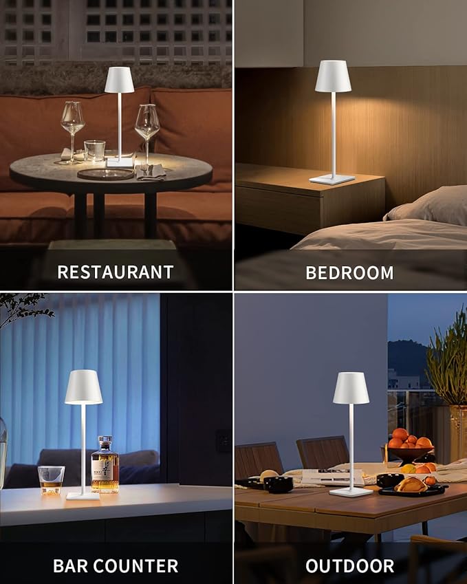 KDG 2 Pack Cordless White Table Lamps, Rechargeable Portable LED Desk Lamps | - Image 6