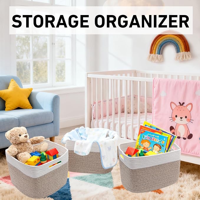 3 Pack Woven Baskets, Storage Baskets - Image 5