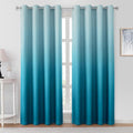 HOMEIDEAS Turquoise Ombre 100% Blackout 52W x 96L 2 Panels | Gradient, Room by HOMEIDEAS