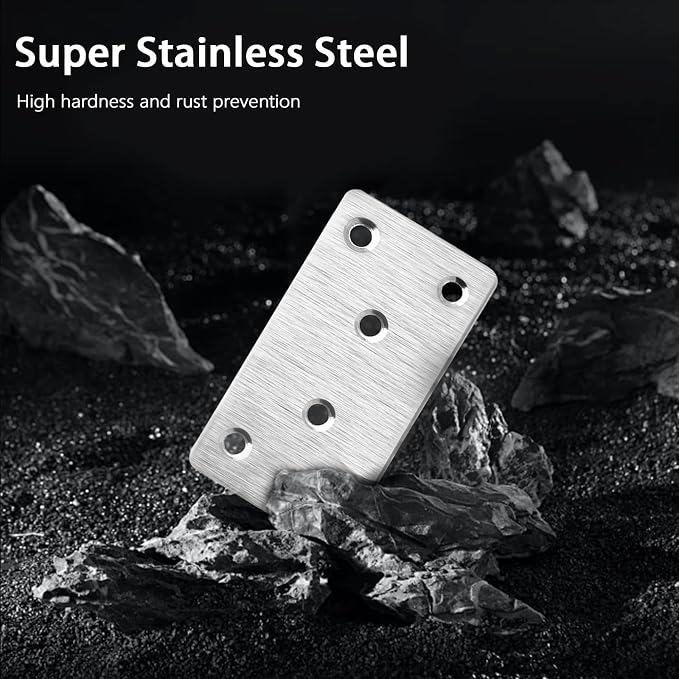 4 Pcs Mending Plate, 3.94 x 1.97 inch Stainless Steel Flat Plates - Image 5