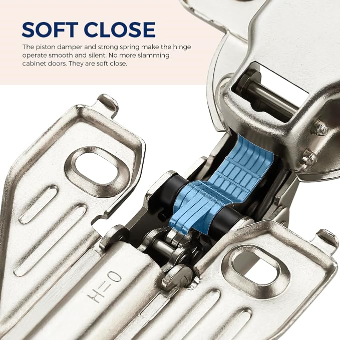Ravinte Full Overlay Cabinet Door Hinges, 105 Degree, 10 Packs 5 Pair | Satin - Image 3