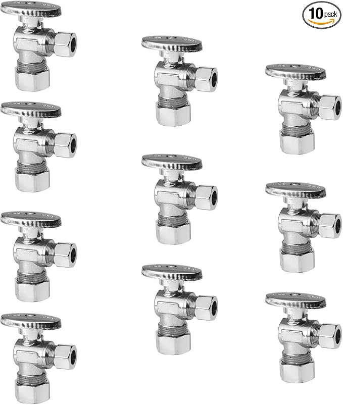 10PCS EFIELD Angle Stop Valve 1/2" Nominal Compression x 3/8" OD | 1/4 Turn by EFIELDPEXTUBING
